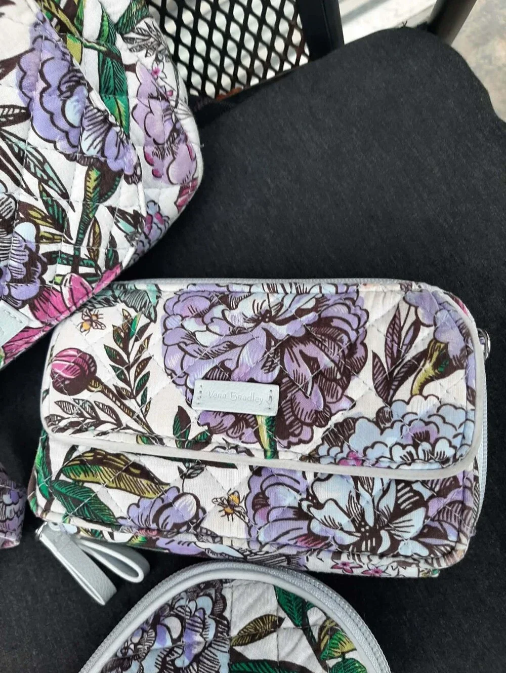 VERA BRADLEY 2019 "Carson" Bag 3 Pc "Lavender Meadow" Set - Picture 3 of 12
